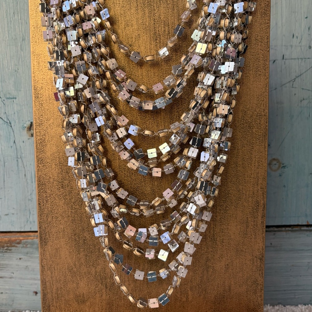 Multi-Layered Super Sparkly Sexy Silver Necklace - Picture 4 of 13